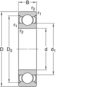 bearing CAD drawings or description of W6304-2Z